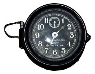 1941 Seth Thomas Mark 1 Boat Clock,  Black Bakelite Case - Ww2 - Family Estate photo
