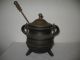 Cast Iron Fire Starter Smudge Pot Cauldron With Wand Brass Lid Vintage Antique Hearth Ware photo 2