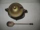 Cast Iron Fire Starter Smudge Pot Cauldron With Wand Brass Lid Vintage Antique Hearth Ware photo 4