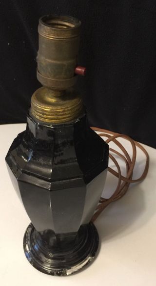 Antique Lamp Bryant 1910 Black Glass 12 Inches Tall Orig Cord Needs Replaced photo