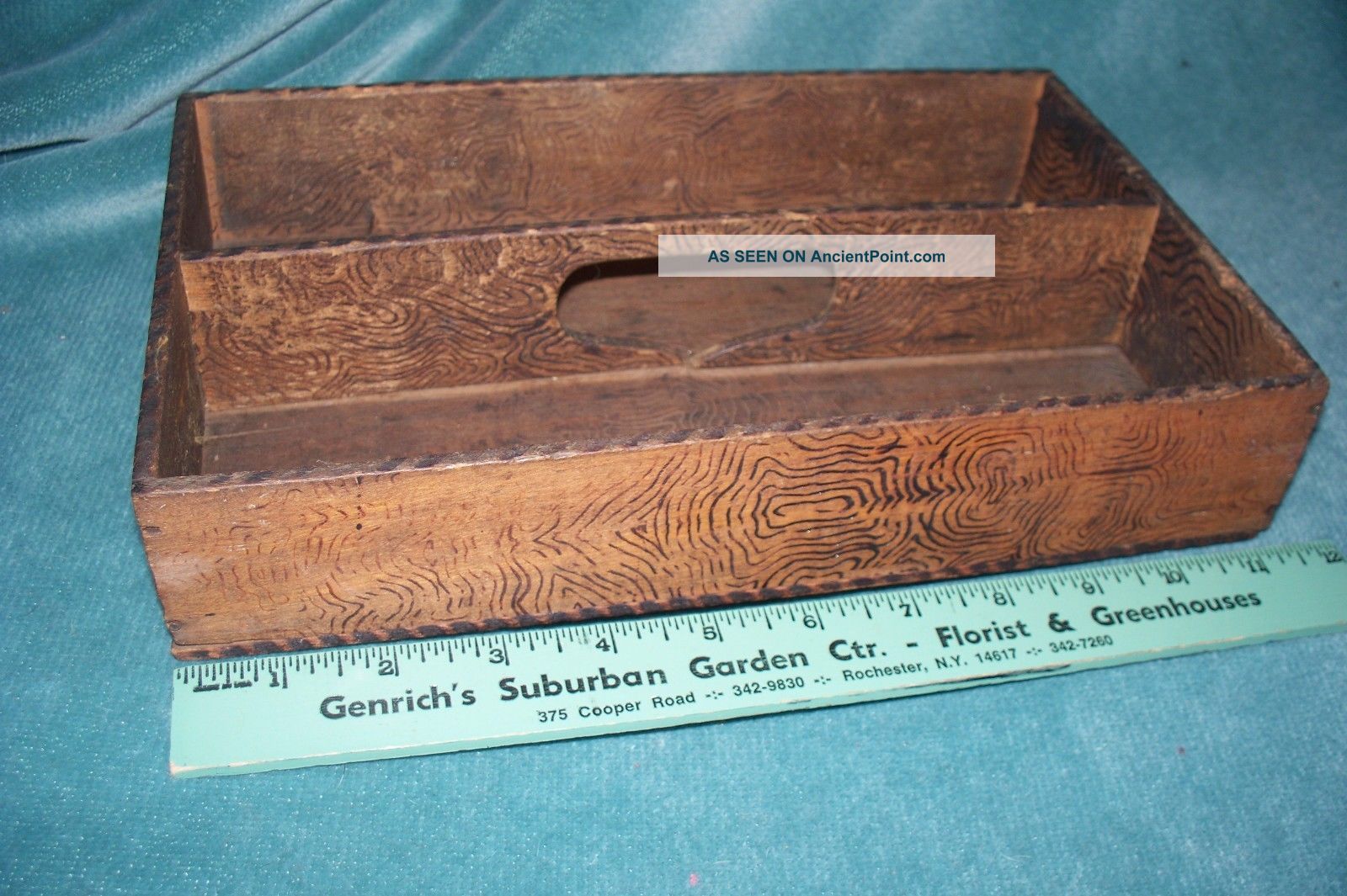 Primitive Wooden Flatware Box - - Carry Handle - Simple Designs - Unique Primitives photo
