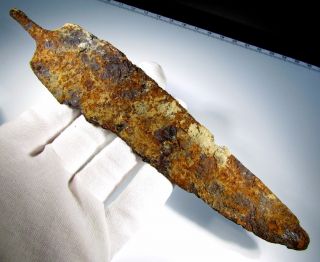Roman Iron Spear Head - Rare Ancient Military Historic Artifact - C122 photo