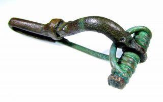 Roman Bronze Decorated Bow Type Brooch/fibula - Ancient Artifact - C112 photo