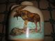Vintage Stoneware Pottery Whiskey Jug W/painted Elk Picture - Signed - Jug W/handle Jugs photo 5