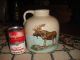 Vintage Stoneware Pottery Whiskey Jug W/painted Elk Picture - Signed - Jug W/handle Jugs photo 6