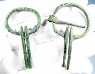2 Viking Bronze Omega Brooches - Ancient Historic Artifact - C111 photo