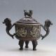 Chinese Bronze Handwork Incense Burner & Unicorn Lid W Qianlong Mark Py0135 Teapots photo 2