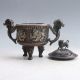 Chinese Bronze Handwork Incense Burner & Unicorn Lid W Qianlong Mark Py0135 Teapots photo 5