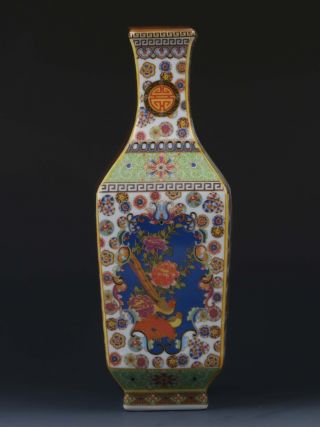 Chinese Cloisonne Handwork Paint Flowers & Birds Porcelain Vase W Yongzheng Mark photo