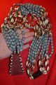 Rare Antique Kuba Tribal Necklace Woven Pendant Glass Beads Cowrie Shells,  Congo Jewelry photo 4