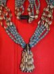 Rare Antique Kuba Tribal Necklace Woven Pendant Glass Beads Cowrie Shells,  Congo Jewelry photo 5