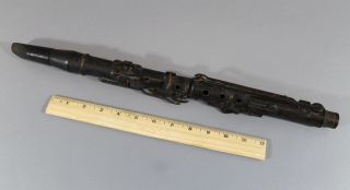 Early Antique 19thc Clarinet W/ Raised Wood Shoulders, photo
