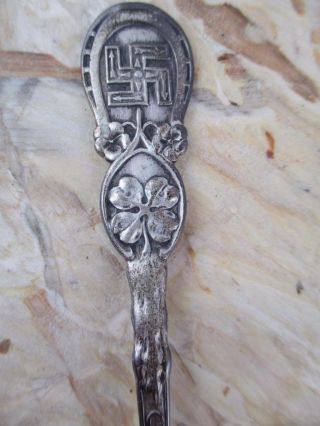 Vintage Sterling Silver Good Luck Spoon,  4 Leaf Clover,  21.  3 Grams,  Pq16 photo