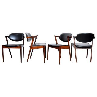 Four Kai Kristiansen Model 42 Rosewood Dining Chairs Mid Century Danish Modern photo