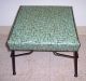 Vintage Mid Century Modern Iron Footstool Ottoman Atomic Aqua Vinyl Post-1950 photo 2