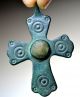 Byzantine Bronze Christian Cross Pendant With Stone Byzantine photo 2
