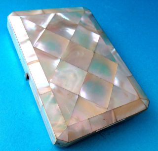Stunning Antique Calling Card Case,  Mother Of Pearl,  Fitted Inside. photo