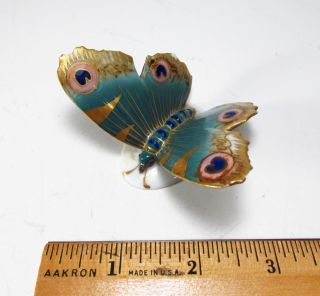 Antique Karl Ens Germany Small Porcelain Gold Green Colored Butterfly Figurine photo