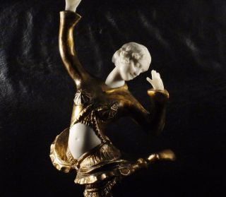 Antique Art Nouveau Dancer Bronze Biscuit Marble Sculpture Statue Figure See photo