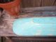 Wood Hand Hewn Dough Bowl - Trencher - Mexico - Blue - Rustic - Primitive - Farmhouse Primitives photo 2