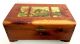 Wooden Jewelry Box Trinket Carved Cedar Mirror Scenes Footed Repaired Boxes photo 1