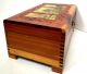 Wooden Jewelry Box Trinket Carved Cedar Mirror Scenes Footed Repaired Boxes photo 8