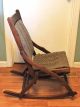 Vintage Folding Wood Rocking Chair With Fabric Seat And Back 1900-1950 photo 1