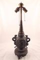 Antique Japanese Cast Metal Figural Lamp W/ Double Dragon Handles Lamps photo 7