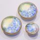 3 Antique Victorian Hand Painted Porcelain Stud Buttons Blue Forget Me Not Gilt Buttons photo 1
