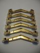 6 Vintage Brass Plated Chevron Boomerang Drawer Pulls Cabinet Door Handle Atomic Drawer Pulls photo 4