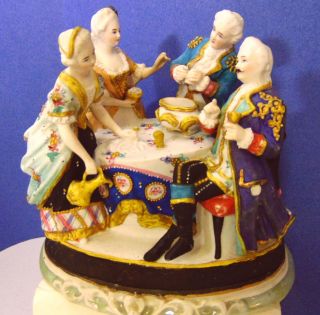 Antique 4 Figure German Conta Boehme Faring China Inkstand Inkwell Porcelain Art photo