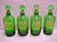 Antique French Green Glass Gilt Liquor Decanter Bottle Bourbon Scotch Vodka Gin Decanters photo 1