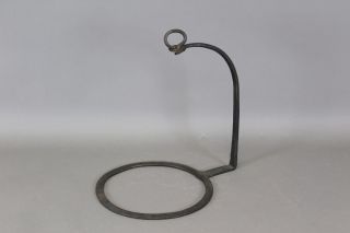 Rare 17th C Pilgrim Period Single Arm Wrought Iron Hanging Kettle Or Pot Trivet photo