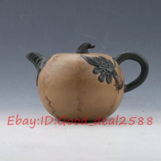 Chinese Yixing Sand - Fired （zisha）handwork Carved Pumpkin Teapot&lid Xz155 photo