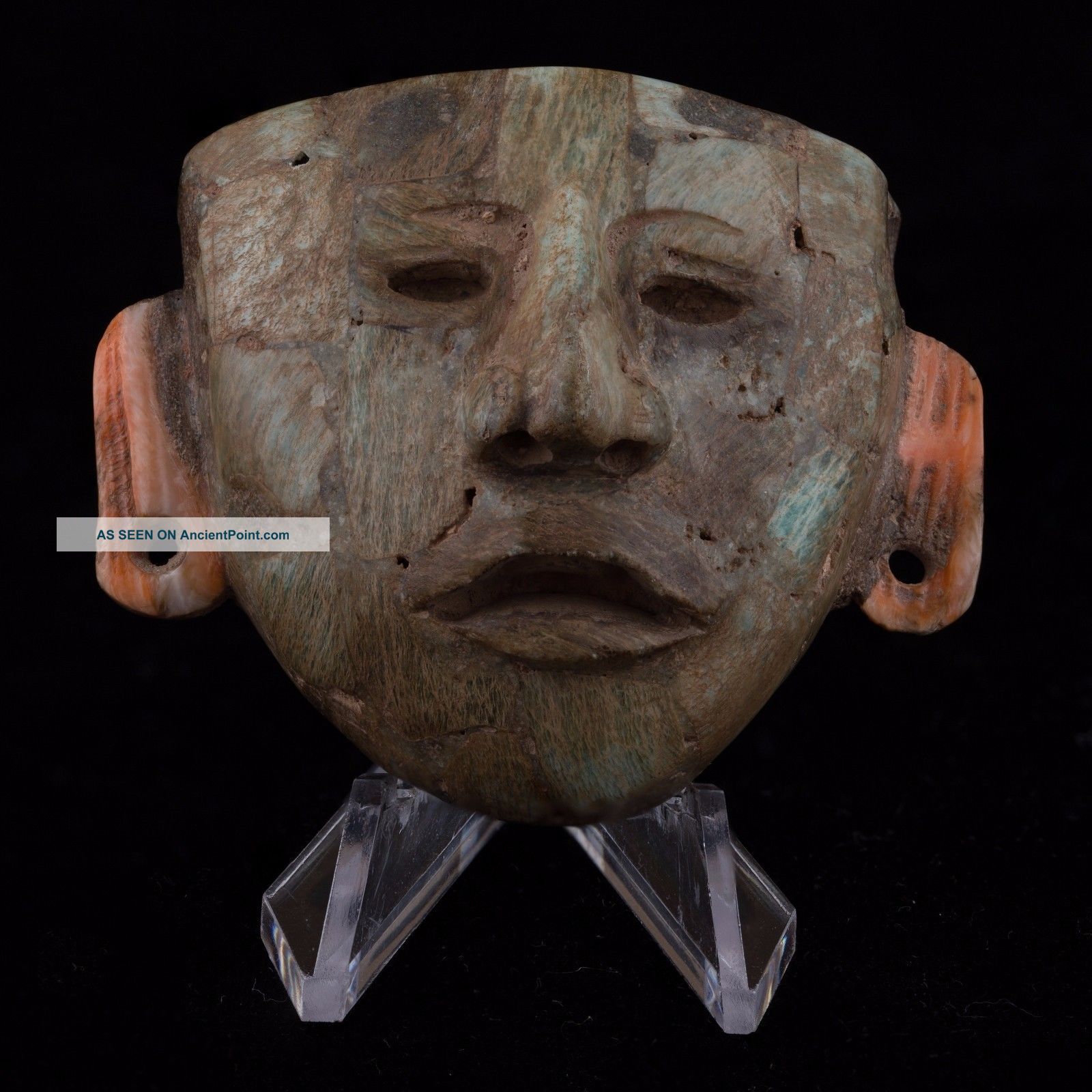 Teotihuacan Stone Maskette/mask Pendant - Antique Pre Columbian - Maya Olmec The Americas photo