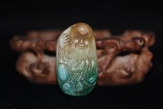 Antique Chinese Hand Carved Aristocratic Wearing Jadeite Jade Pendant Y59 photo