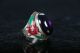 Ancient Chinese Cloisonne Beads Miao Silver Edge Finger Ring E824 Other Chinese Antiques photo 3