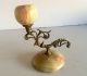 Vintage Rare Marble Stone Brass Hand Carved Candle Stand Candle Holder India photo 1