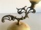 Vintage Rare Marble Stone Brass Hand Carved Candle Stand Candle Holder India photo 3