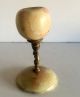 Vintage Rare Marble Stone Brass Hand Carved Candle Stand Candle Holder India photo 6