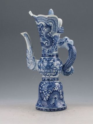 Exquisite Chinese Blue And White Porcelain Handmade Dragon Teapot photo