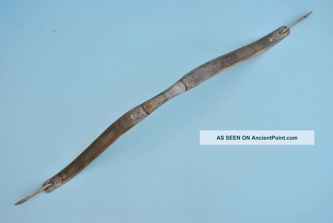 Old Mughal Ottoman Silver Damascened Damascus Bow Archery Quiver Indo Persian India photo