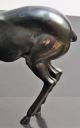 Large Heavy Art Deco Two Stag Fighting Patinated Metal On Marble Base.  25.  6 