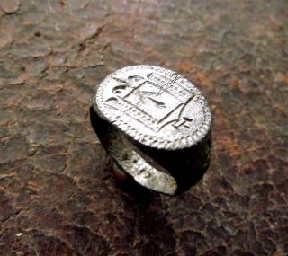Post - Medieval Tin Seal - Ring (580). photo