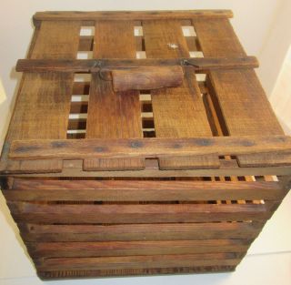 Egg Crate Wood Antique Vintage Primitive Box Carrier Lid Chicken Holds 144 Eggs photo