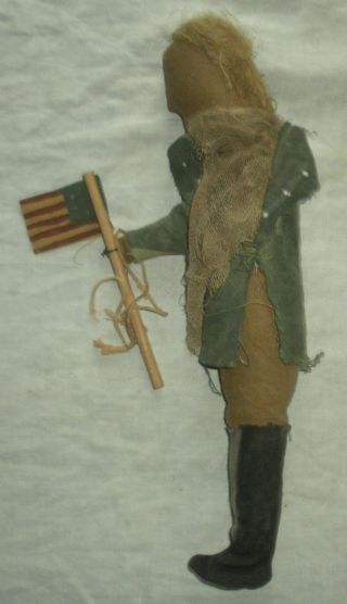 Primitive George Washington Continental Soldier Revolutionary War Doll Flag Vafo photo