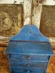 Early Antique 3 Drawer Spice Chest Worn And Primitive Blue Paint Primitives photo 4