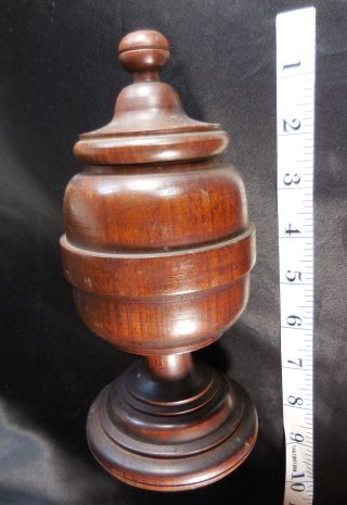 1860 - 1910 Vintage Carved & Turned Wood Antique Mahogany Treen Bowl Box With Lid photo