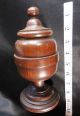 1860 - 1910 Vintage Carved & Turned Wood Antique Mahogany Treen Bowl Box With Lid Boxes photo 6