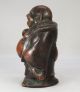 H041: Japanese Old Bizen Pottery Budai Hotei Statue With Good Work And Taste Statues photo 4